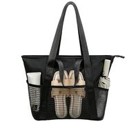 beifon Bolsa de playa XXL familiar con cremallera, bolsa de playa para mujer, grande, impermeable, plegable, de malla, para playa, viajes, vacaciones, Negro , M