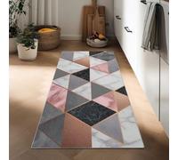 Beige Alfombra Pasillo Larga 60 x 120 cm Triángulo Geométrico Alfombra Cocina Lavable Antideslizante, Fondo De Mármol Pelo Corto Larga Alfombras para Pasillo Cocina Lavadero Comedor Entrada