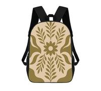 Beige And Olive Floral Pattern - Minimal Botanical Wall Art for Modern Interiors Mochila Escolar Para Niñas Mochila Impermeable Mochila Informal De Día Mochila Ligera Para Niño Y Niña Mochila Escolar