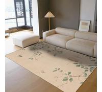 Beige botanico 100x150 Area Alfombra For Salon Dormitorio Japanese Style Branch Birds Alfombrilla Farmhouse Boho Tapete Ink Painting Decorative Non Shedding Comedor Cocina Decor