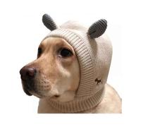 (beige) Dog Knitted Hats,Dog Snood Warm Dog Ears Cover Noise Protection for Anxiety Relief & Calming Pet