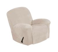 (Beige)Fitted recliner Cover and Elastic Bottom Velvet Washable Stretch recliner