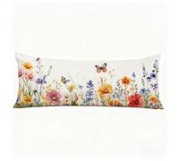 Beige Funda Almohada 50x180 cm Fundas Cojines Mariposa Fundas de Almohada Doble Cara Impresión, para Dormir de Lado Lavable Suave Lino Cojines Cama para Sofá Cama Sala Decoración Pillows H0-186