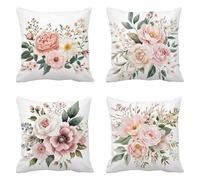 Beige Funda Cojin 45 x 45 Juego de 4 Flor Cojines Sofa Terciopelo Funda de Almohada Cojines Decorativos, Cojin Infantil Pillow Case Cuadrado Cushion Covers Almohada Sofa, Home Decoration a-622