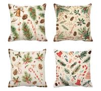 Beige Funda Cojin 45 x 45 Juego de 4 Planta Cojines Sofa Lino Funda de Almohada Cojines Decorativos, Cojin Infantil Pillow Case Cuadrado Cushion Covers Almohada Sofa, Home Decoration a-643