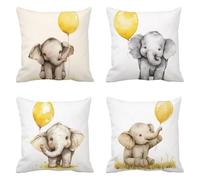 Beige Funda Cojin 65 x 65 Juego de 4 Elefantes Cojines Sofa Terciopelo Funda de Almohada Cojines Decorativos, Cojin Infantil Pillow Case Cuadrado Cushion Covers Almohada Sofa, Home Decoration a-616
