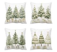 Beige Funda Cojin 75 x 75 Juego de 4 Árboles Cojines Sofa Lino Funda de Almohada Cojines Decorativos, Cojin Infantil Pillow Case Cuadrado Cushion Covers Almohada Sofa, Home Decoration a-633