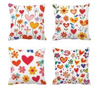 Beige Fundas Cojines 40x40, Juego de 4 Lino Cojines, Amar Funda Cojin Cuadradas Fundas de Cojín con Cremallera Oculta Transpirables Decorativas para Sofá, Dormitorio y Sala de Estar Jardin T-414