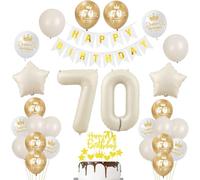 Beige Globo 70 años mujer cumpleaños Decoración 70 hombre globo 70 años hombre Fiesta Decoración 70 cumpleaños mujer , Guirnalda de Happy Birthday