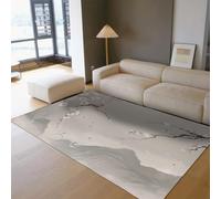Beige Grey 180x270 Area Alfombra for Salon Dormitorio Moderno Japanese Ink Painting Bird Cherry Blossom Machine Lavable Large Alfombrilla Soft Tapete Pelo Corto Floor with Antideslizante Backing