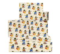 Beige Halloween Papel De Regalo - 6 Hojas With Frogs Playing Musical Instruments - Cumpleaños Wrap For Niños Niñas & Music Fans - Navidad Festivities School Events - By Central 23
