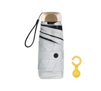 Beige Handle Pocket Umbrella, 210T Black Tape 6 Bones, Aluminum Alloy Foldable UPF>50+ Anti-UV Rainp