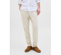 Beige Hombres Cotton/Linen Pantalones Chinos Corte Tapered 32/34 EU