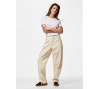 Beige Jeans Fit Corte Barrel 28