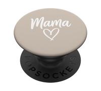 Beige - Mama Heart Elegant Script Motherhood Aesthetic PopSockets PopGrip Adhesivo