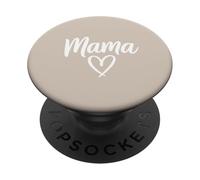 Beige - Mama Heart Elegant Script Motherhood Aesthetic PopSockets PopGrip Adhesivo