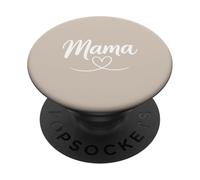 Beige - Mama Heart Elegant Script Motherhood Aesthetic PopSockets PopGrip Adhesivo