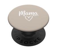 Beige - Mama Heart Elegant Script Motherhood Aesthetic PopSockets PopGrip Adhesivo