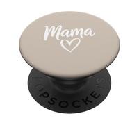 Beige - Mama Heart Elegant Script Motherhood Aesthetic PopSockets PopGrip Adhesivo
