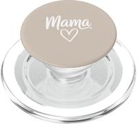 Beige - Mama Heart Elegant Script Motherhood Aesthetic PopSockets PopGrip para MagSafe