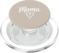 Beige - Mama Heart Elegant Script Motherhood Aesthetic PopSockets PopGrip para MagSafe