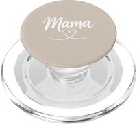 Beige - Mama Heart Elegant Script Motherhood Aesthetic PopSockets PopGrip para MagSafe