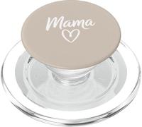 Beige - Mama Heart Elegant Script Motherhood Aesthetic PopSockets PopGrip para MagSafe