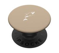 Beige Minimalista Orca Ballena Línea Arte Océano PopSockets PopGrip Adhesivo