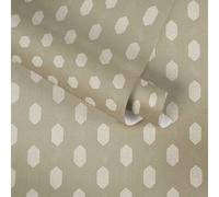 Beige Papel Pintado Sin Tejido Patrón Geométrico - Crema, Oro, Beige