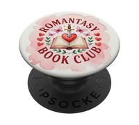Beige Pink Cute Romantasy Book Club Bookish Heart Aesthetic PopSockets PopGrip Adhesivo