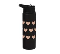 Beige Tan & Blanco Dibujado A Mano Corazón Minimalista Crema Amor Stainless Steel Insulated Water Bottle