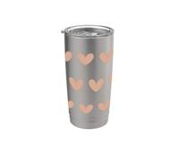Beige Tan & Blanco Dibujado A Mano Corazón Minimalista Crema Amor Vaso térmico de acero inoxidable de doble pared