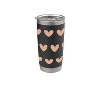 Beige Tan & Blanco Dibujado A Mano Corazón Minimalista Crema Amor Vaso térmico de acero inoxidable de doble pared