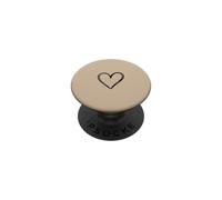Beige/Tan - Estética Simple Dibujado a Mano del Contorno del corazón PopSockets PopGrip Adhesivo