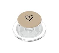 Beige/Tan - Estética Simple Dibujado a Mano del Contorno del corazón PopSockets PopGrip para MagSafe