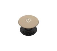 Beige/Tan - Minimalista Una Línea Corazón Dibujo Estético PopSockets PopGrip Adhesivo