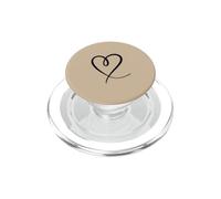 Beige/Tan - Minimalista Una Línea Corazón Dibujo Estético PopSockets PopGrip para MagSafe