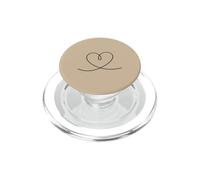 Beige/Tan - Minimalista Una Línea Corazón Dibujo Estético PopSockets PopGrip para MagSafe