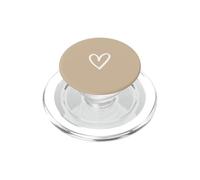 Beige/Tan - Minimalista Una Línea Corazón Dibujo Estético PopSockets PopGrip para MagSafe