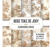 Beige Toile De Jouy Scrapbook Paper: 20 Double-Sided Decorative Craft Paper Sheets with 10 Elegant Designs for Crafting Projects, Origami, Collage, Scrapbooking & More | 8.5 x 8.5
