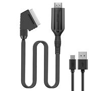 Beigemo SCART a HDMI Convertidor, Euroconector a HDMI Conversor de Audio Vídeo1080p/720 Reproductor de Adaptador Entrada Scart Salida HDMI Apoyo con Scart Cable para HDTV, DVD BLU-Ray, VCR, Proyector