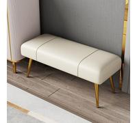 BeigeModernOttomanFootstoolBancoBenchwithMetalLegsTapedLeatherEntrywayEndofBedfootresestWindowsepara Dormitorio y Sala de estar (61 cm)