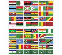 beihaasnatuerlich Set de adhesivos de banderas de países de África - 60 pegatinas rectangulares de 5 x 3 cm en 2 hojas, impermeables y resistentes a los rayos UV, para modelismo, maletas, decoración