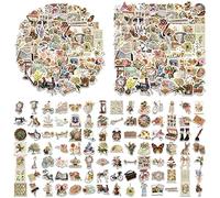 BEIIEB 100 pegatinas vintage para álbumes de recortes, estéticas, resistentes al agua y al sol, duraderas para botellas de agua, diarios, monopatines, álbumes de recortes, manualidades