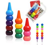 BEIIEB 12 colores bebé niños lápices, lápices de dedos de color creativos apilables con 2 lápices de graffiti en forma de calabaza de 7 colores para baño, pintura, etc