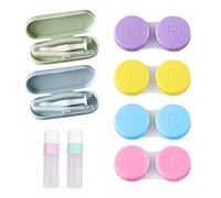 BEIIEB Estuche para lentes de contacto de 6 piezas con 2 kits de pinzas y barra de montaje; 2 botellas vacías con recipiente para lentes de contacto marcadas L y R para el hogar, viajes, turquesa,