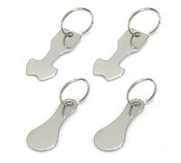 BEIIEB Juego de 4 Llaveros Redondos de Acero Inoxidable para Carro de la Compra con Forma de Carro de la Compra