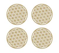 BEIIEB - Juego de 4 piezas de flores de la vida de madera, decoración para el hogar, pinturas de pared, símbolos espirituales, regalos esotéricos, posavasos tallados para purificación meditación,