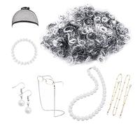 BEIIEB Juego de Disfraz de anciana de 9 Piezas, Gorra de Peluca de Abuelita, Collar de Perlas de imitación, Pulsera, aretes, anteojos con Cadena de anteojos para Halloween, Cosplay de Navidad, etc.