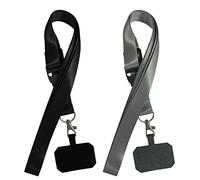 BEIIEB Paquete 2 cordones ajustables teléfono móvil, cadena teléfono móvil, correa extraíble, correa cuello extraíble, apto mayoría modelos teléfonos inteligentes, cámara, tarjetero,Negro, M